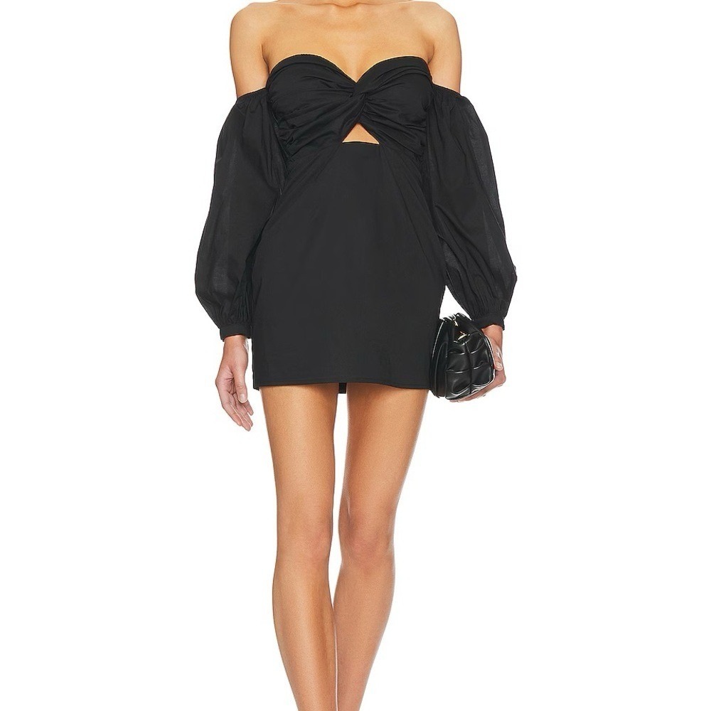 NWT Superdown Black Flynn Ruched Off-Shoulder Mini Dress